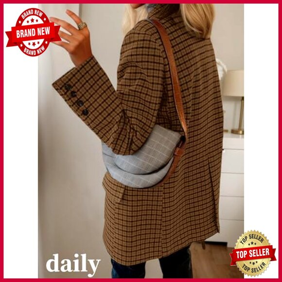 Wool Blend Blazer Notched Lapel Pockets Business Casual Jacket - Picture 2 of 7